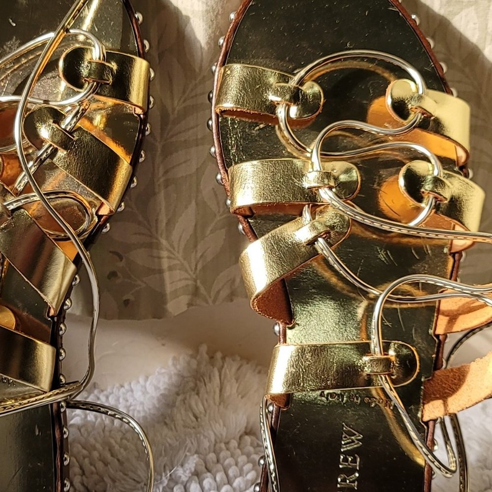 J. Crew Studded Gladiator Sandal Gold Leather.SALE!Was 60 Reduced to $45 - Picture 9 of 9